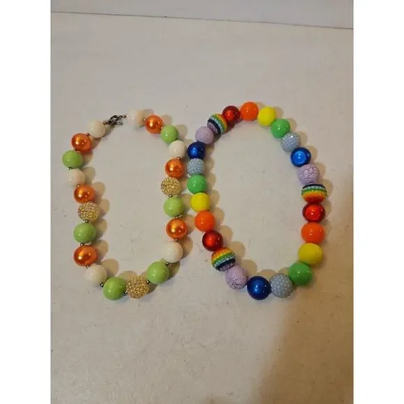 Kids Chunky Bubblegum Bead Necklaces - Lot Of 2 Children Jewelry Necklace
