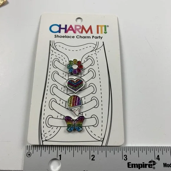 Charm It Girls Rainbow Butterfly Ice cream Heart Flower Shoelace Charm Party Set