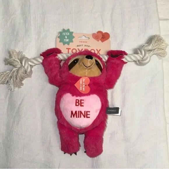 FRINGE Valentine’s Day Plush BE MINE Sloth Fetch & Fun Squeaky Dog Toy