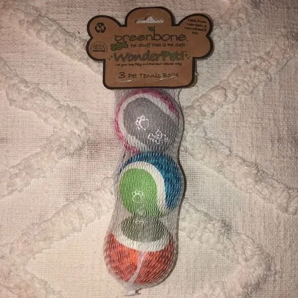 greenbone 3 Pet Tennis Balls Pet Safe Non-Toxic