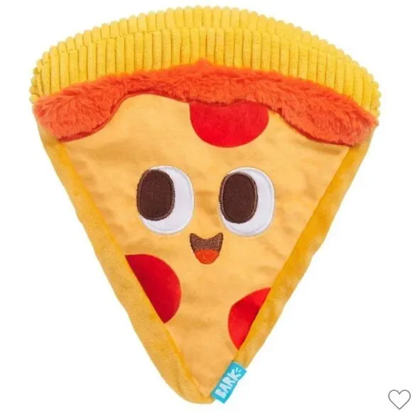 BARK All dog sizes Squeaky Plush Corduroy Faux Fur Pizza Slice Dog Toy