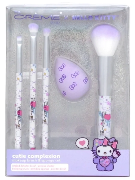 Hello Kitty Lavender Kids Makeup Brush & Sponge Set