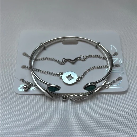 Icing Silver and Turquoise Bracelet Set - 5 Pack