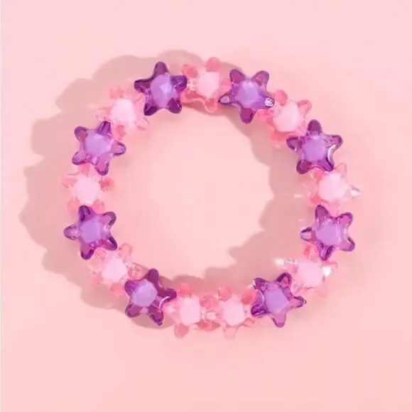Pink And Purple Star Beaded Colorful Bracelet
