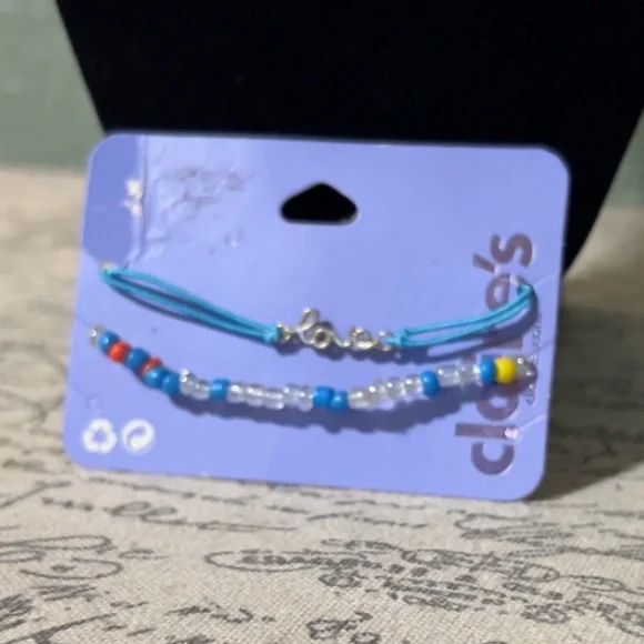 Claire's Turquoise Cord and Multicolor Bead Bracelet Duo