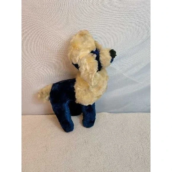 VTG Poodle Plush Stuffed Animal Toy Cream Blue Sparkle Eyes Dog Vintage Plush