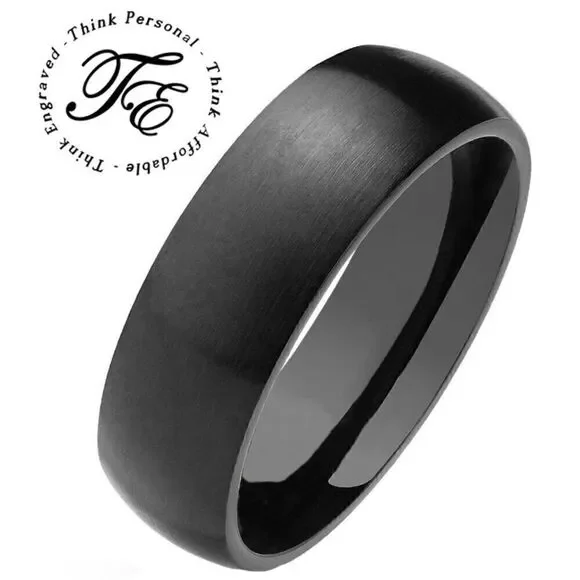 Women's Matte Black Wedding Ring Band - Black Women's engagement Ring