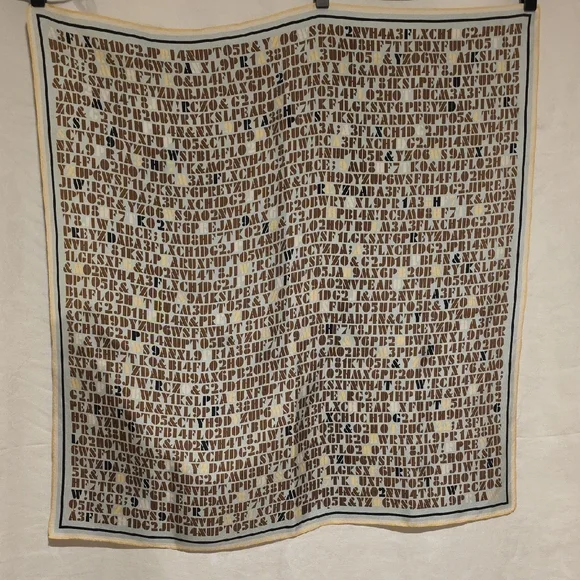 Worth Beige and Brown Letter Print Silk Scarf