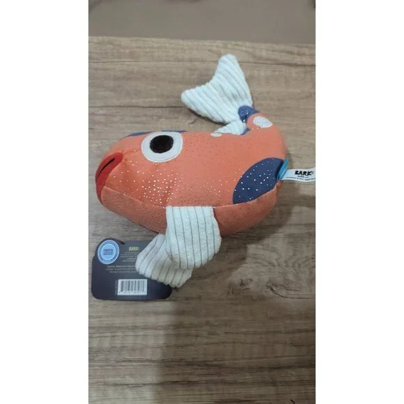 Bark Plush Dog Toy‎ Whos A Good Koi Fish Squeaker For M-L Sized Dogs NWT