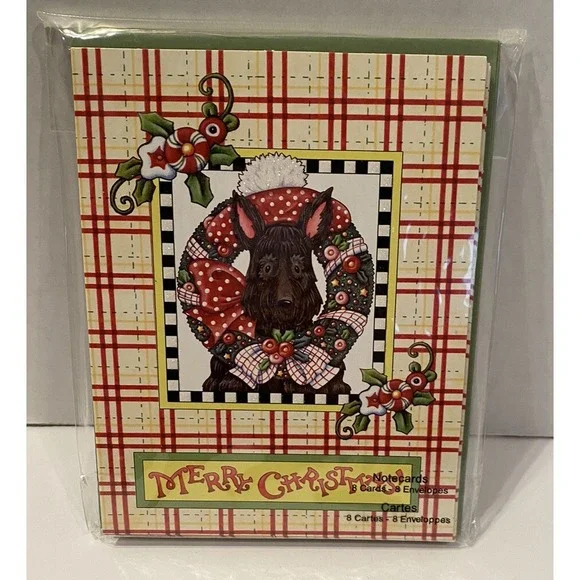 Mary Engelbreit Scottie Terrier Dog Christmas Note Cards New in Package 2010