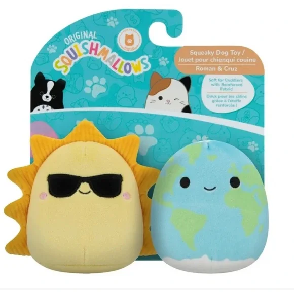 SQUISHMALLOWS SQUEAKY DOG TOY NEW IN PACKAGE PLANET AND SUN