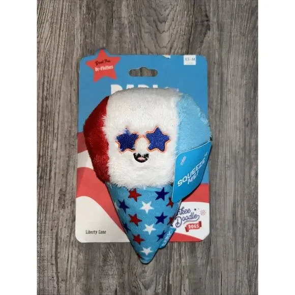 BARK Liberty Cone Yankee Doodle Dog Toy For Size XS To M