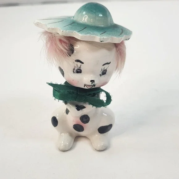 Vintage 50s-60s Spotted Dog Ceramic Figurine 4