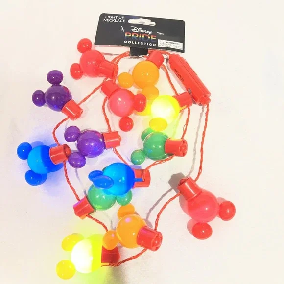 NEW NWT Disney‎ Parks Pride Collection Mickey Mouse Light Up Rainbow Necklace