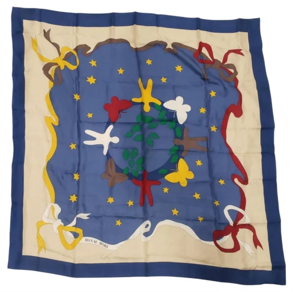 Hanae Mori‎ 100 % Silk Scarf Made In Japen
