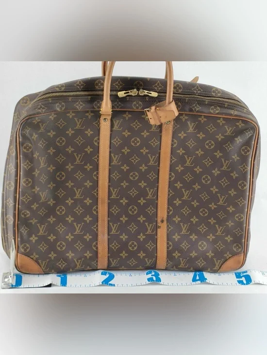 LV Porte Documents Travel 9001 V Monogram Canvas Travel with Tan Leather Trim