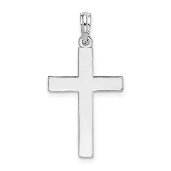 De-Ani Sterling Silver Polished Flat Latin Cross Pendant