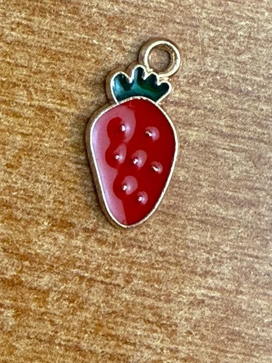Kids Strawberry Charm Pendant - Red and Green