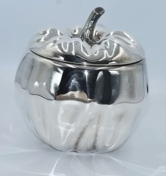 Vintage Silver Plated Pumpkin Ice Bucket by Teghini, Firenze, Italy c.1970
