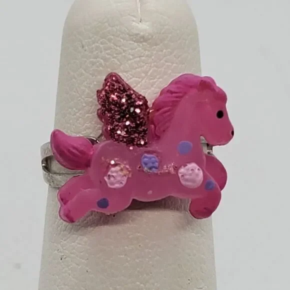 Pink Pegasus Flying Horse Adjustable Ring
