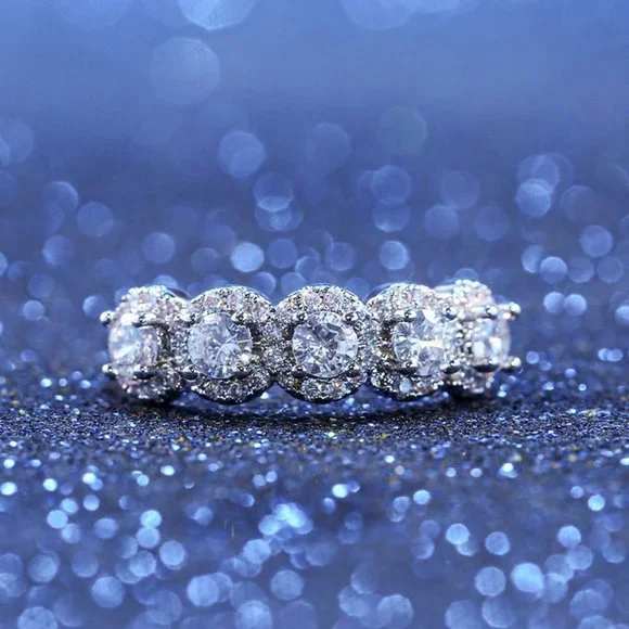 💝 Super Dainty Flower CZ Garland Silver Ring for Women, VIP491