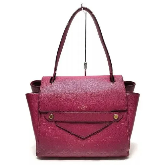 Auth Louis Vuitton Burgundy Monogram Empreinte Leather Trocadero Shoulder Bag NM