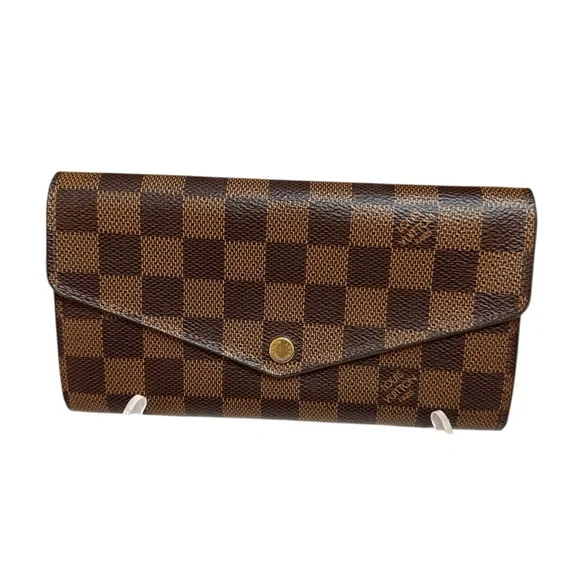 Louis Vuitton Sarah Wallet Damier Ebene Canvas Made in France (Monogrammed A.T.)