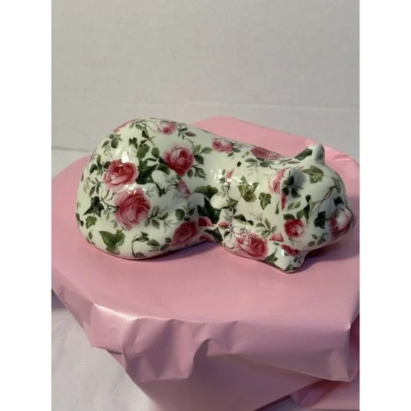 Formalities Baum Bros Summer Pansy Pink Fuchsia Floral Cat Cottage Core Sleeping