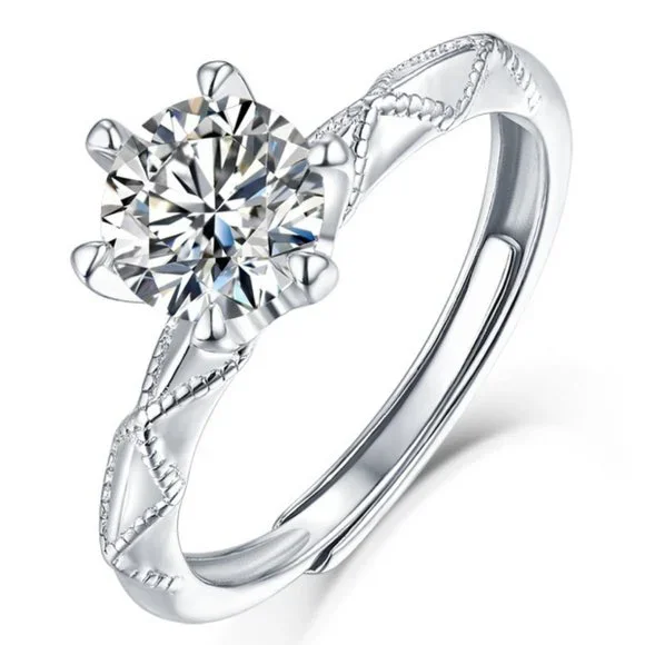 Certified 3ct. t.w. Diamond Moissanite Brilliant Cut Engagement Ring NEW