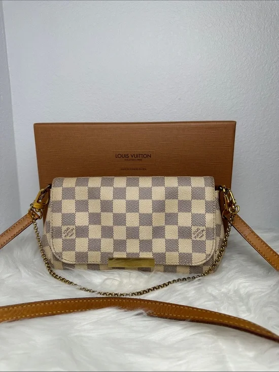 💯Authentic Louis Vuitton Damier Azur Favorite PM Crossbody Bag🍀