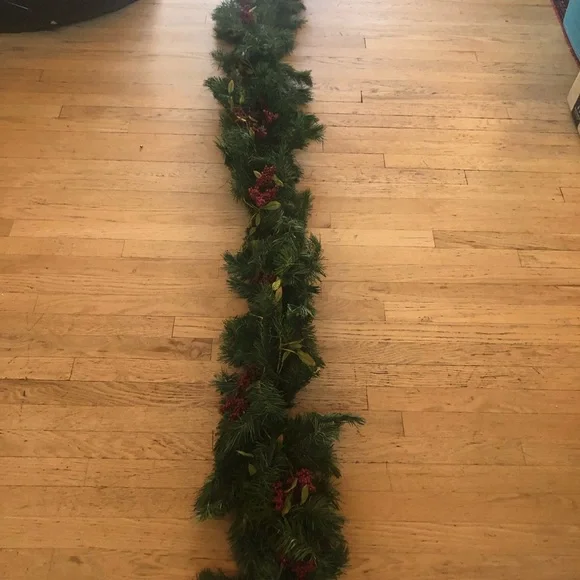 Christmas 9 ft garland with berries and silk leaves