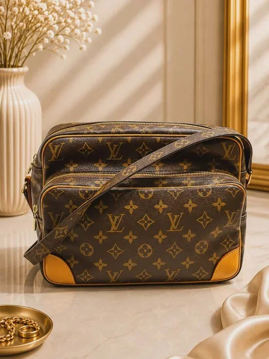 Authentic Louis Vuitton Nile Monogram Canvas Crossbody Messenger Bag Vintage LV