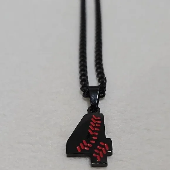 Baseball Number 4 Pendant Necklace