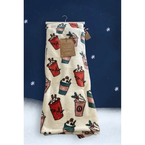 Christmas Candy Cane Lane Coffee Frappuccino Throw‎ Blanket