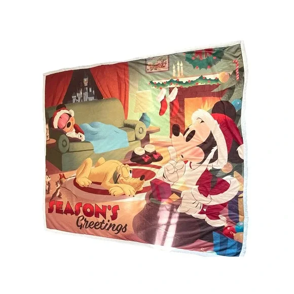 2020 Disney Parks Seasons Greetings 60x72 Mickey Mouse Fleece‎ Blanket Throw