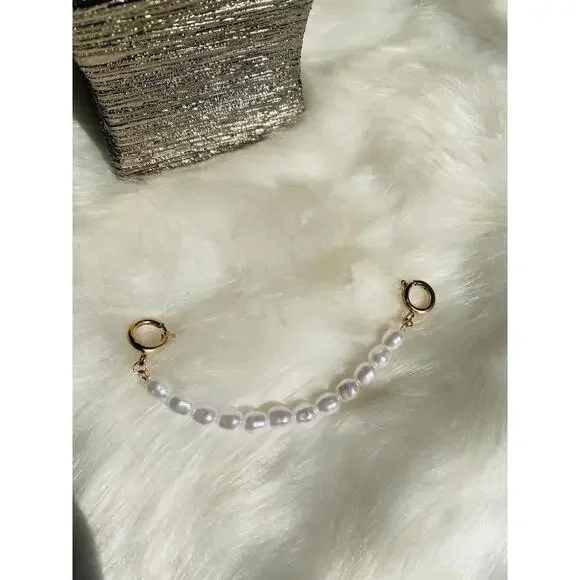 Pearl Beaded Chain with Gold Clasps for Jewelry or Accessories
