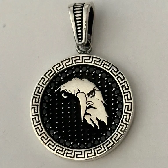 925 Silver eagle pendant with black cz