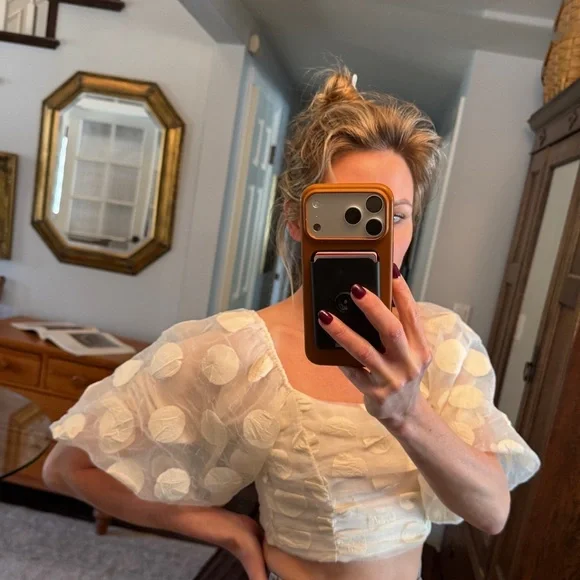 Elegant Cream bachelorette party Puff Sleeve Top