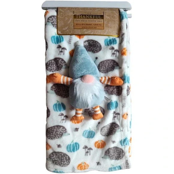 Thankful Baby's 1st‎ Thanksgiving Blanket Gnome Lovey Toy Dream Kids Pumpkin NWT