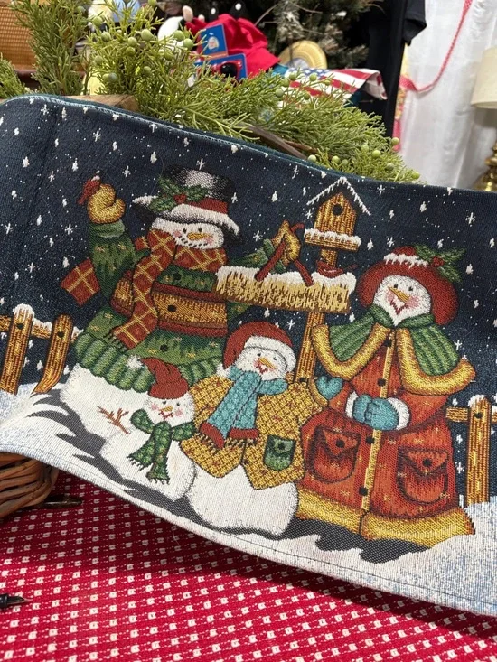 Holiday Snowman Tapestry Runner -