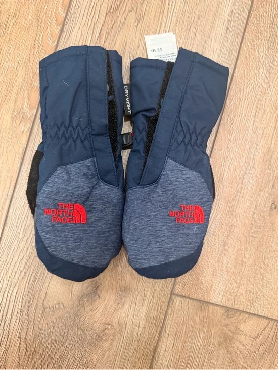 The North Face Navy and Heathered Navy Mittens with Red Logo