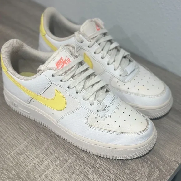 Nike Air Force 1 White and Yellow Shoes