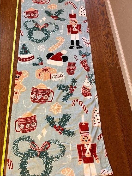 Super Soft Light Blue, Red & Green Holiday Motif Throw