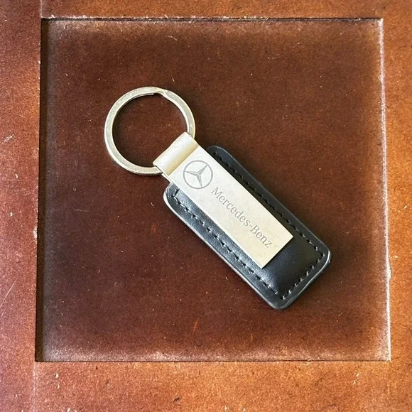 Mercedes-Benz Black Leather and Silver Metal Keychain Fletcher Jones Fremont