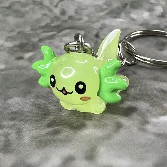 Cute Green Axolotl Keychain Kawaii Salamander Bag Charm Desk Pet Keyring 1