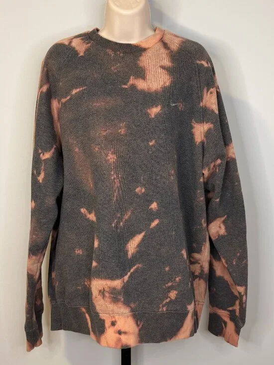 Nike Grey & Pink Tie Dye Crew Neck Sweatshirt - Size L