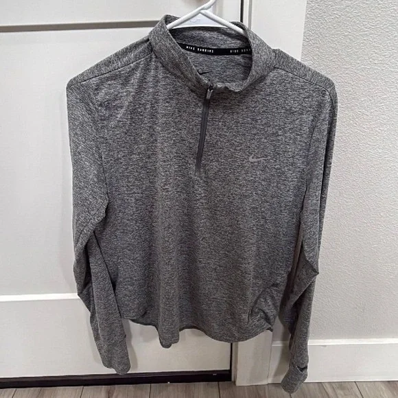 Nike Dri-FIT Running Quarter Zip Pullover Women's Large Gray