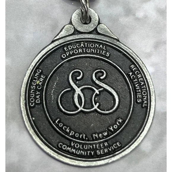 SCS Lockport New York Volunteer Community Services Vintage Keychain Keyring