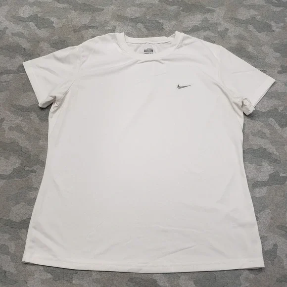 Nike Top Womens XL White‎ FitDry Short Sleeve Fitness Casual Tennis Gym Active
