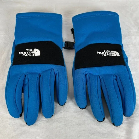 The North Face Blue Black Fleece Lined Gloves Youth Size M Insulated‎ Waterproof